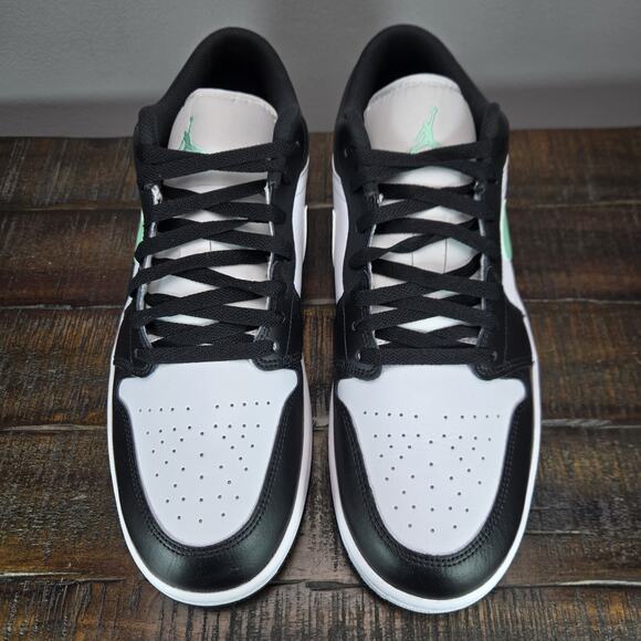 NEW Nike Air Jordan 1 Low Mens Size 13 Shoes Green Glow Black White 553558-131 - Picture 2 of 12